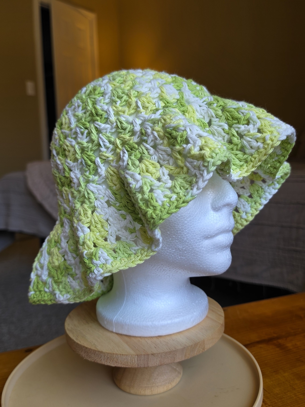 Green Variegated Crochet Bucket Hat